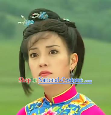 Chinese Xiao Yan Zi Zhao Wei Princess Returning Pearl Black Long Wigs