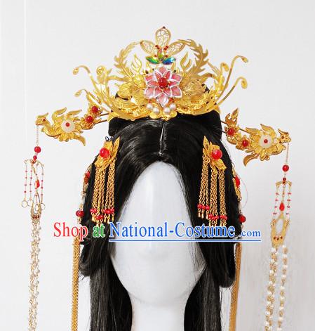 Chinese Ancient Royal Queen Empress Handmade Phoenix Hair Accessories Headwear Complete Set