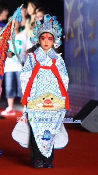 Chinese Traditional General Xiao Sheng Embroidered Costumes and Hat