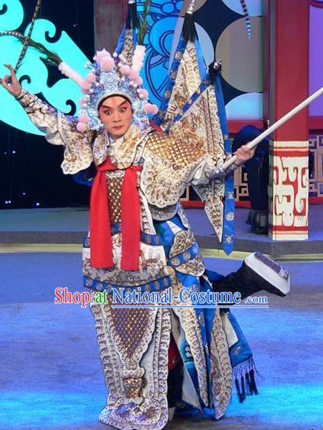 Chinese Traditional General Xiao Sheng General Embroidered Costumes and Hat