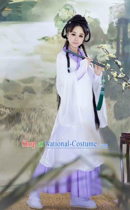 White Chinese Female Poet Costumes