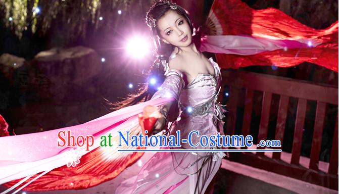 Asian Fashion Chinese Beauty Xi Shi Cosplay Costumes Halloween Costume and Hair Jewelry Complete Set