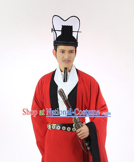 Chinese Ancient Dress and Hat Complete Set for Men