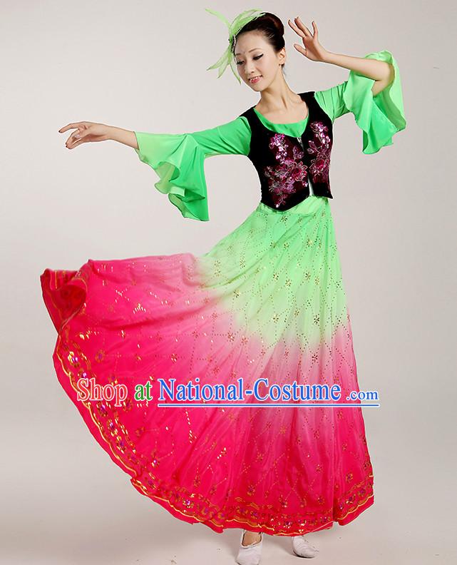 Chinese Folk Dancing Costume Complete Set for Women