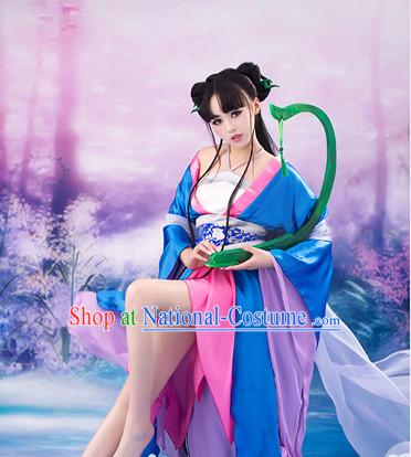 Chinese Traditional Fairy Halloween Costumes and Hair Accessories Complete Set for Women