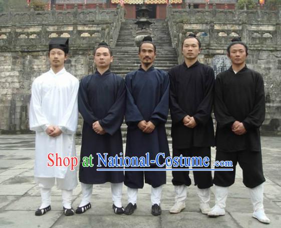 Chinese Dark Blue Taoist Clothing Complete Set for Men