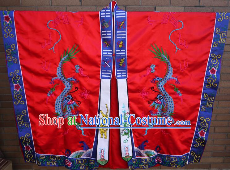 China Red Wudang Mountain Taoist Robe Complete Set for Men