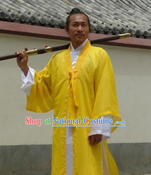 Yellow China Traditional Taoist Dress Complete Set for Men