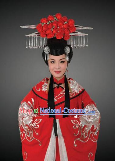 Asian Chinese Traditional Dress Theatrical Costumes Ancient Chinese Clothing Opera Empress Wedding Costumes and Hair Accessories