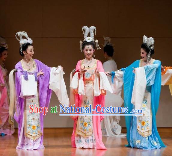 Asian Chinese Traditional Dress Theatrical Costumes Ancient Chinese Clothing Opera Fairy Costumes for Women 3 Sets