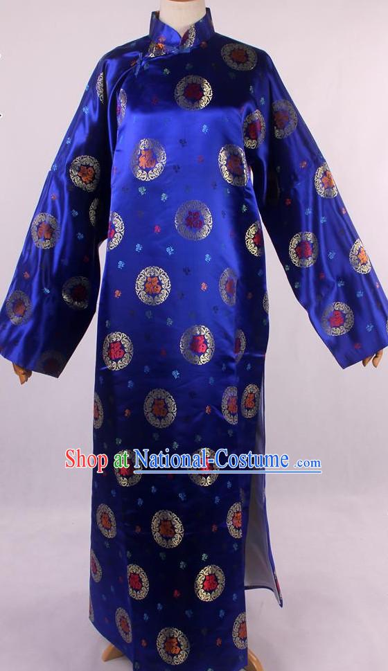 Chinese Traditional Landlord Long Mandarin Robe for Men