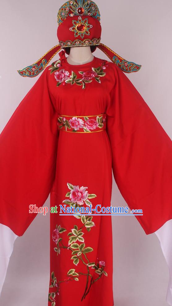 Chinese Traditional Oriental Clothing Theatrical Costumes Opera Young Scholar Young Men Costume and Hat Full Set for Men