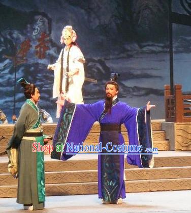 Chinese Traditional Dresses Theatrical Costumes Ancient Chinese Hanfu Prime Minister Blue Costumes