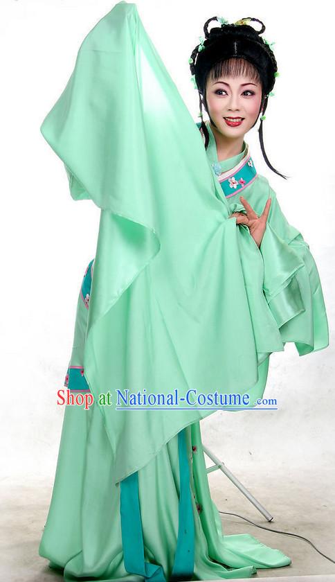 Chinese Traditional Dresses Theatrical Costumes Ancient Chinese Hanfu Fairy Costumes and Hair Accessories Complete Set