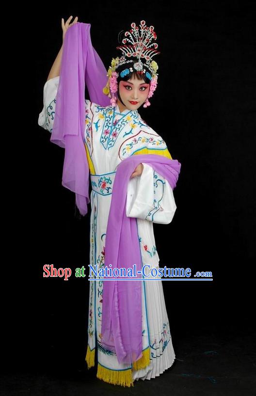 Chinese Traditional Dresses Theatrical Costumes Ancient Chinese Hanfu Fairy Costumes and Hair Accessories Complete Set