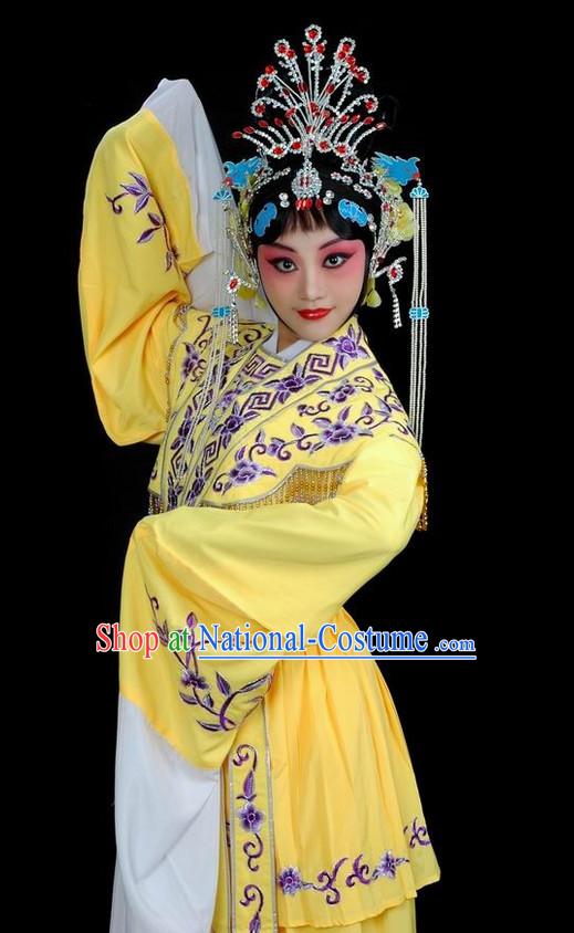 Chinese Traditional Dresses Theatrical Costumes Ancient Chinese Hanfu Fairy Costumes and Hair Accessories Complete Set