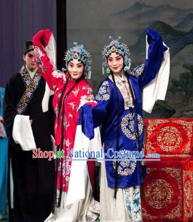 Blue Ancient Chinese Beijing Opera Hua Dan Hua Tan Long Water Sleeves Costumes for Women