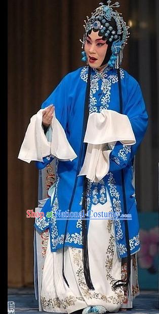 Ancient Chinese Beijing Opera Qing Yi Costumes and Headwear Complete Set for Women