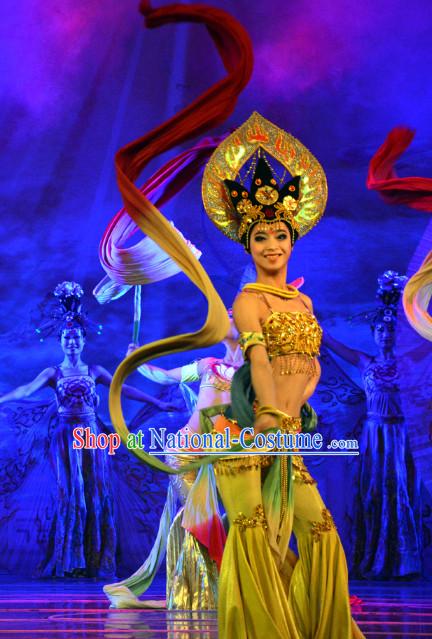 Asian Fashion Fei Tian Flying Angel Dance Costumes and Headpieces Complete Set