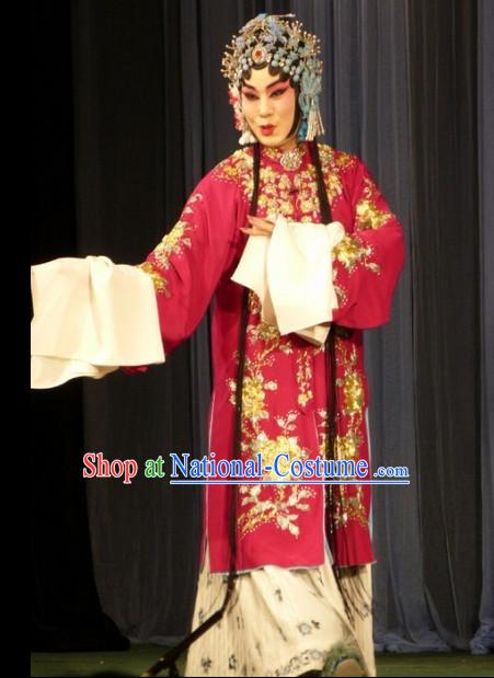 Traditional Chinese Peking Opera Costumes and Hair Jewelry Complete Set for Women