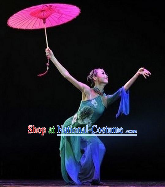 Chinese Umbrella Classical Dancing Costumes Complete Set for Women