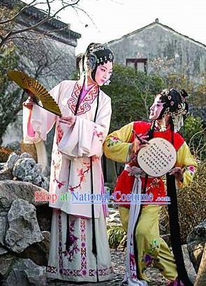 Chinese Opera Noblewoman and Her Servant Costumes and Hair Accessories 2 Complete Sets