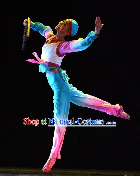 Asia Fashion Chinese Tea Boy Dance Costumes Dance Apparel and Hat Complete Set