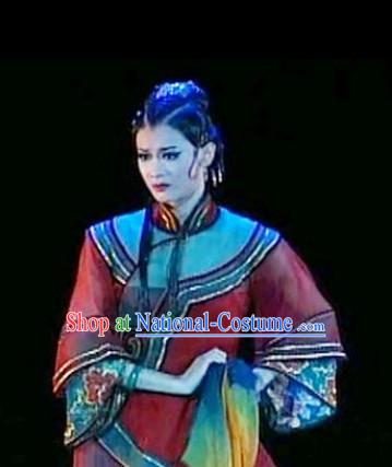 Chinese Classical Dance Costumes and Headwear Complete Set for Women