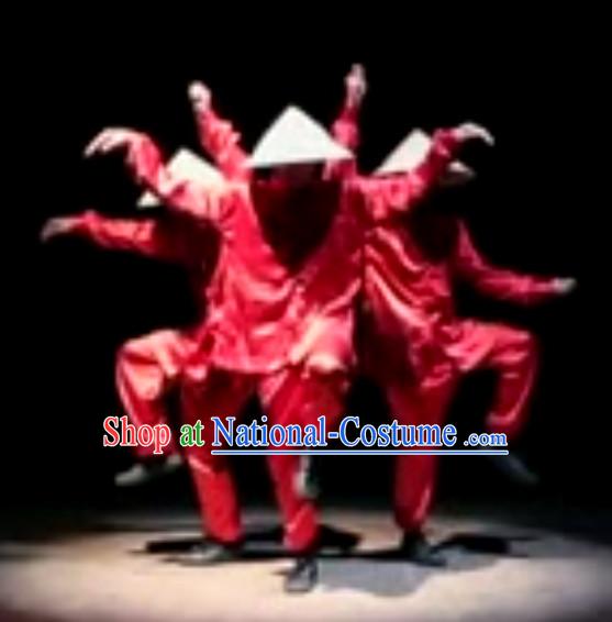 Awesome Chinese Dance Group Costumes and Hat Complete Set for Men