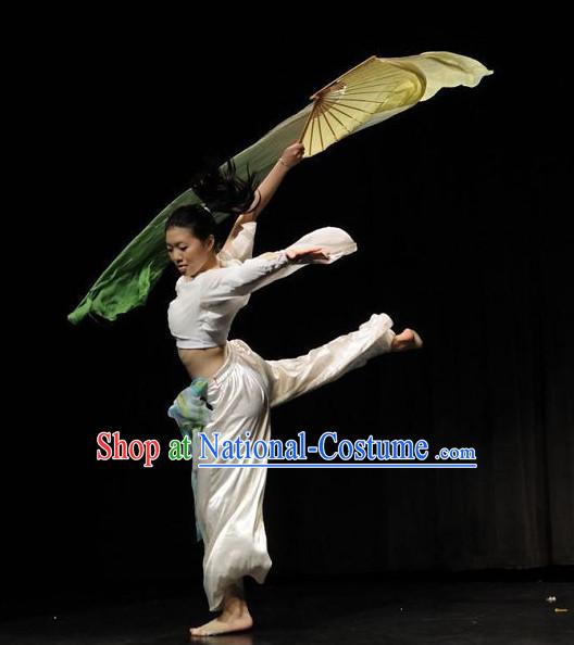 Beautiful Chinese Fan Dance Costumes Complete Set for Women