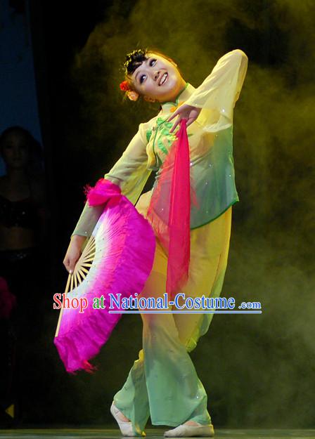 Beijing Dance Academy Chinese Folk Dance Exam Fan Dancing Costumes