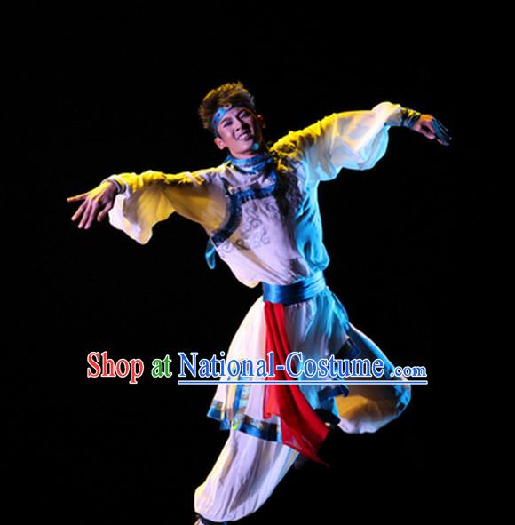 Beautiful Chinese Mongolian Dance Costumes and Headwear Complete Set for Men