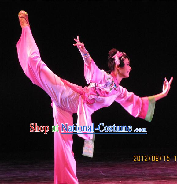 Chinese Folk Dance Fan Dance Costumes and Headpieces Complete Set for Women