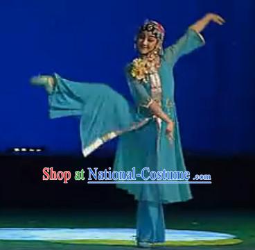 Stage Performance Chinese Opera Dance Costumes and Hair Accessories Complete Set for Women