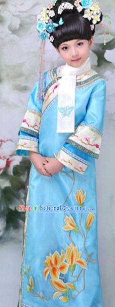 Traditional Chinese Qing Dynasty Princess Costumes Complete Set for Kids