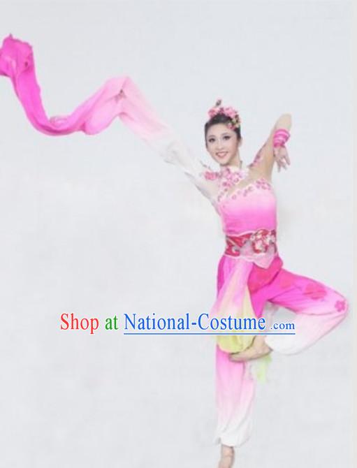 Chinese Classical Cherry Blossom Fairy Dance Costumes and Hair Accessories Complete Set