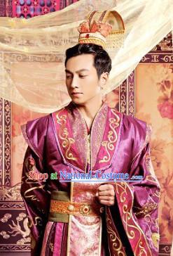 Top Chinese Wedding Dress Bridal Bridegroom Costumes Attire and Coronet Complete Set for Men