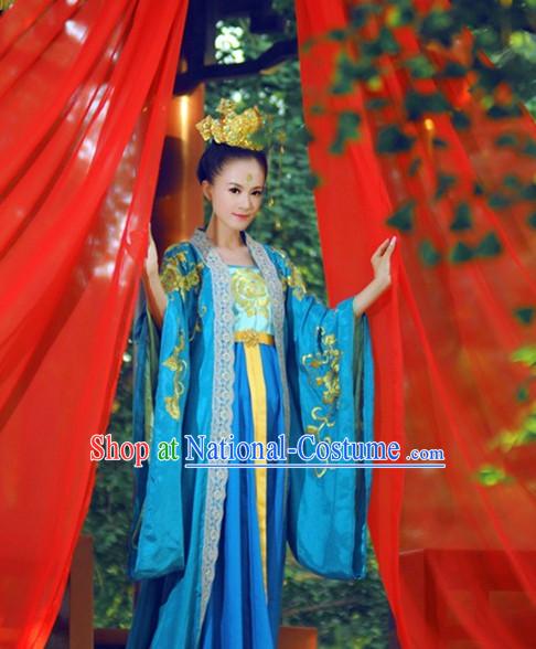 Chinese Traditional Fairy Costumes Classical Dancing Costumes and Coronet Complete Set for Women