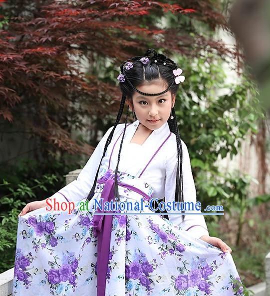 Traditional Chinese Lady Hanfu Costumes Complete Set for Kids