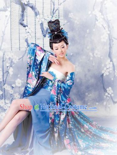 Chinese Traditional Fairy Costumes Classical Dancing Costumes Complete Set for Women with Long Trail