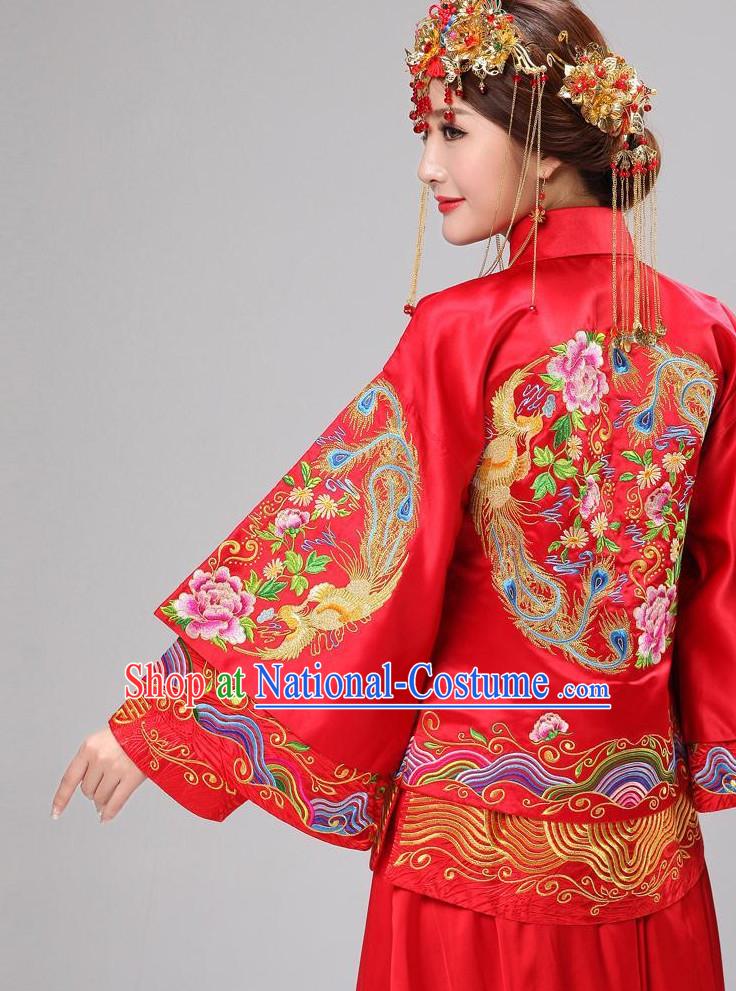 Chinese wedding dress traditional bridal costumes and hair accessories