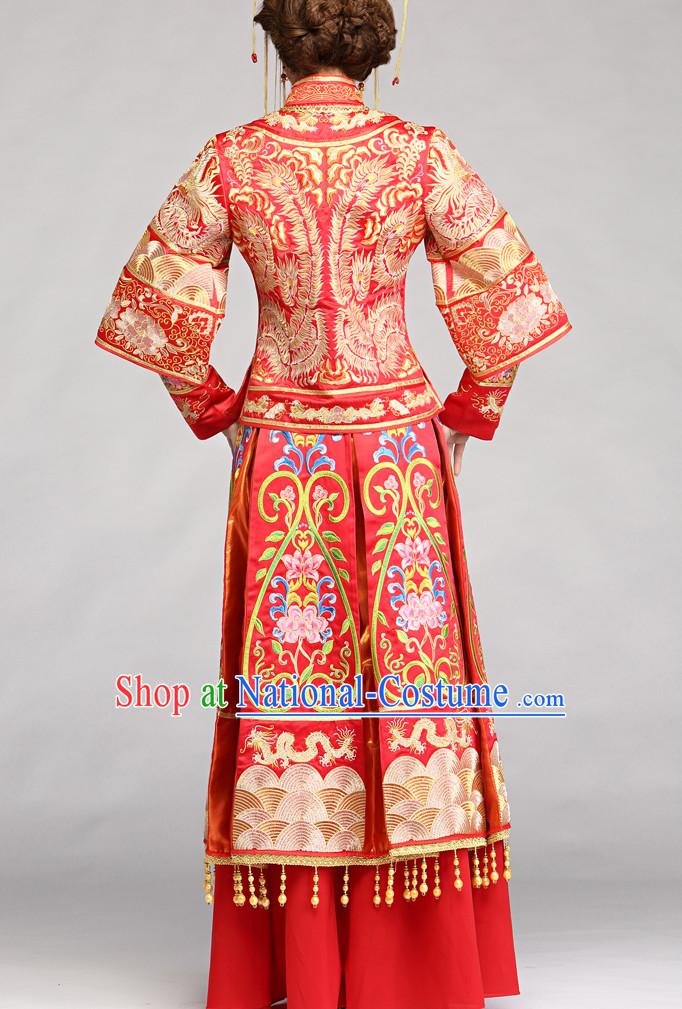 Chinese wedding dress traditional bridal costumes and hair accessories