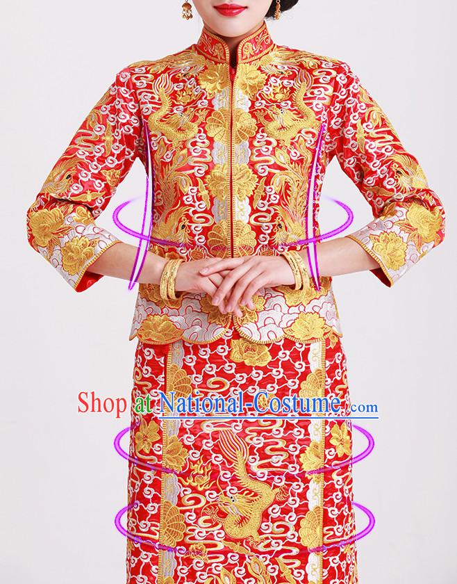 Chinese wedding dress traditional bridal costumes and hair accessories