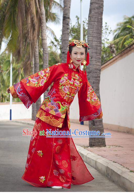 Most Beautiful Chinese Wedding Attire and Hair Accessories Complete Set for Brides