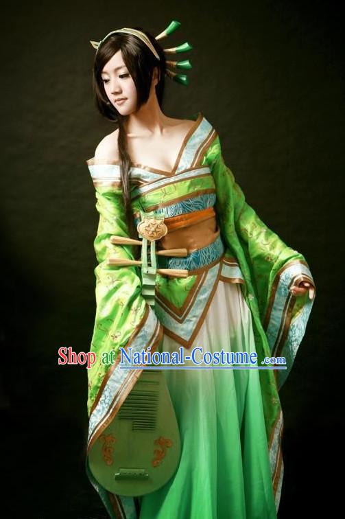 Ancient Chinese Fairy Costumes and Hair Accessories Complete Set