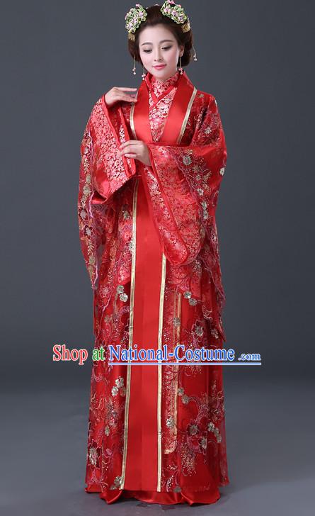 Chinese Hanfu Asian Fashion Wedding Plus Size Dresses Traditional Clothing Asian Empress Hanfu Clothing and Hair Decorations for Women