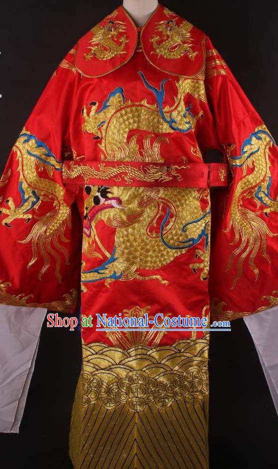 Chinese Traditional Dress Oriental Clothing Theatrical Costumes Opera Costume Dragon Embroidered Long Robe for Men