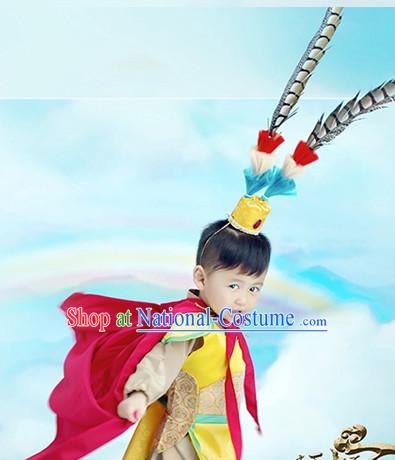 Traditional Chinese Photo Costume Sun Wukong Costumes and Hair Accessories for Kids Boys