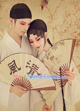 Traditional Chinese Photo Costume Pure White Costumes and Hair Accessories for Men or Women