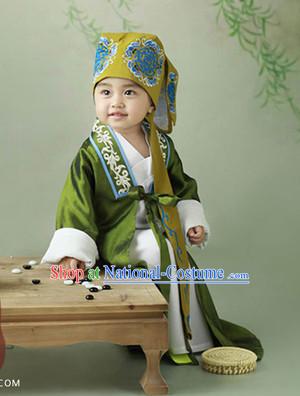 Traditional Chinese Photo Costume Landlord Costumes and Hat Complete Set for Children